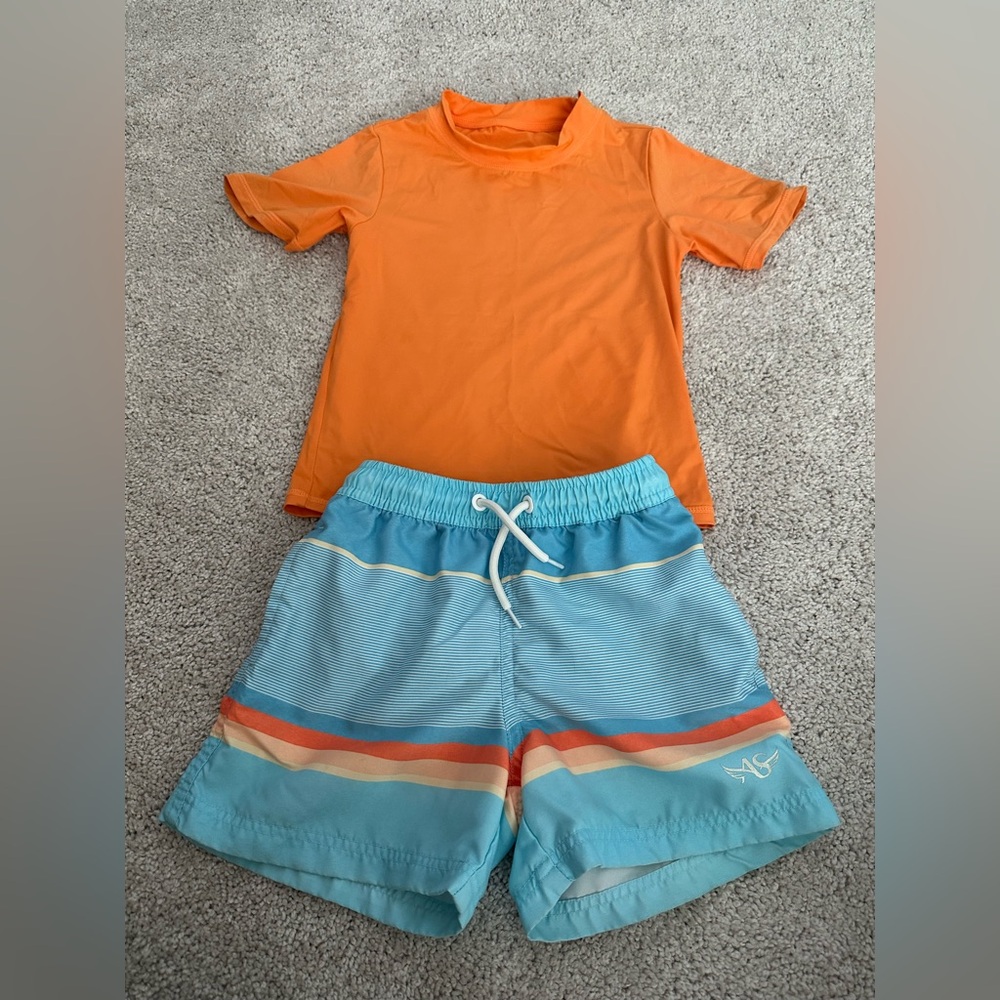 Orange and Blue Boys Swim Suit